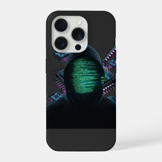 Cybernetic Tech Fusion - Neon Katana und CPU-Schal iPhone Hülle (Rückseite)