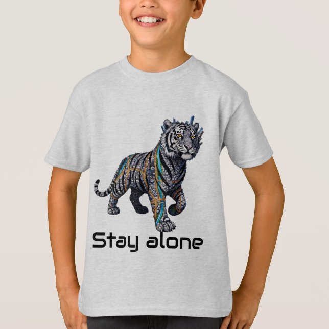 Cybernetic Tiger Strength Stay Alone Graphic T-Shirt (Vorderseite)