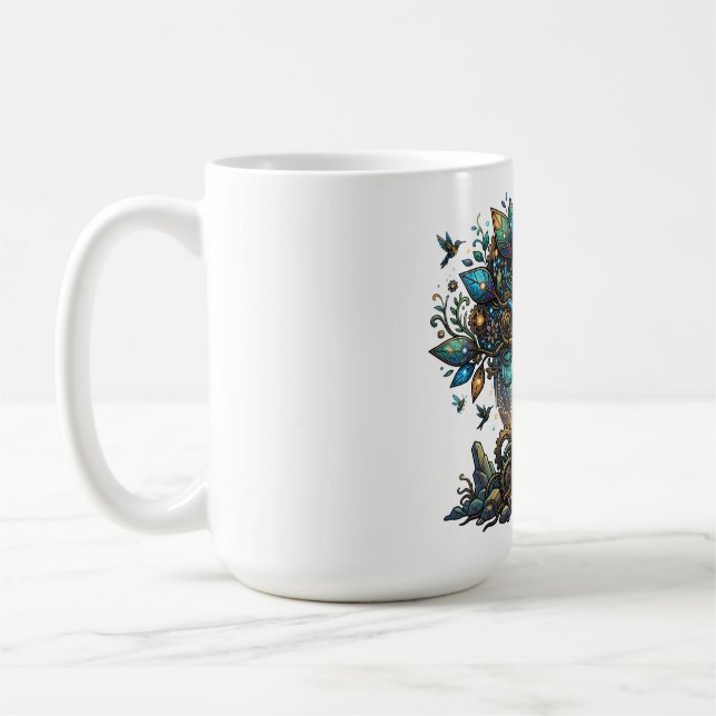 Cybernetic Tree of Life Cosmic Steampunk Kaffeetasse (Links)