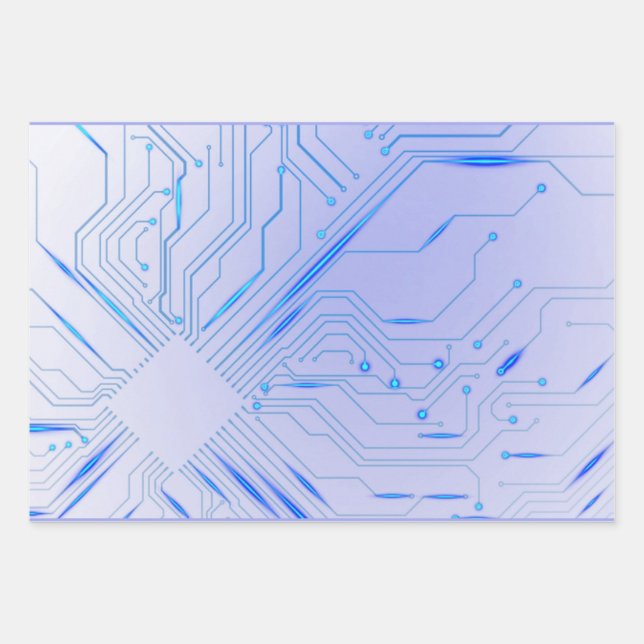 Cybernetische Blaue Hauptplatine  Geschenkpapier Set (Vorderseite)