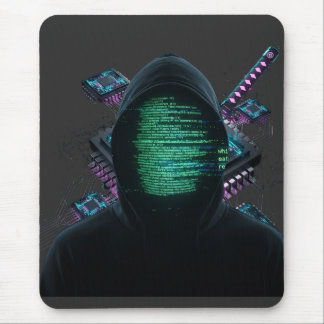 Cybernetische Tech-Fusion - Neon-Katana und CPU-Sc Mousepad