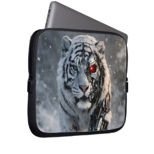 Cybernetischer weißer Tiger-Laptop-Schutzhülle Laptopschutzhülle