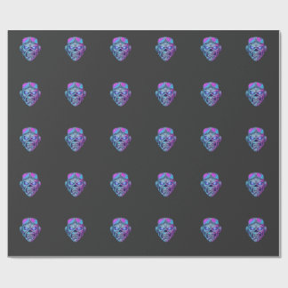 Cybernetisches Neon-Schädel-Grafik-T-Shirt Geschenkpapier