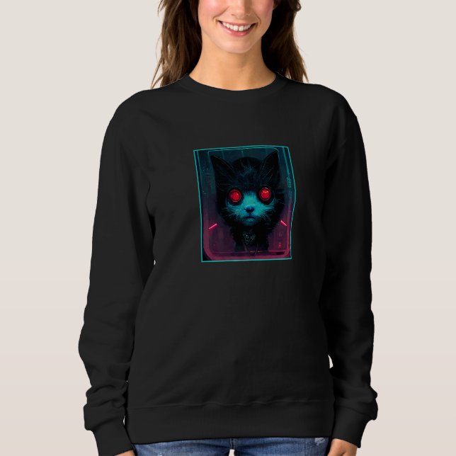 Cyberpunk Aesthetic Cyborg Techno Robot Red Eyed C Sweatshirt (Vorderseite)