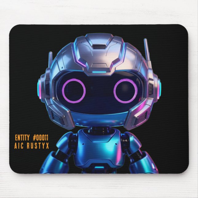 Cyberpunk AI Robot Mouse Pad #00011 | AIC Rustyx Mousepad (Vorne)