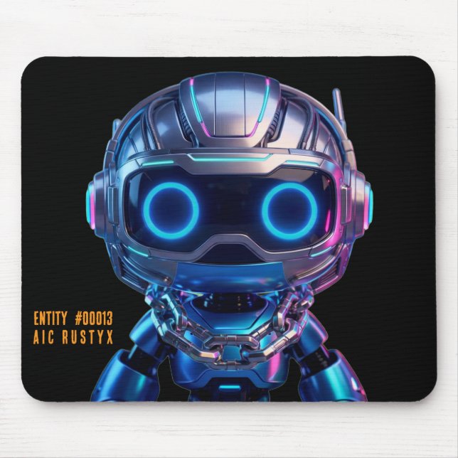 Cyberpunk AI Robot Mouse Pad #00013 | AIC Rustyx Mousepad (Vorne)