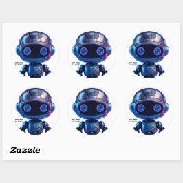 Cyberpunk AI Robot Round Sticker #00001 | AIC Rust
