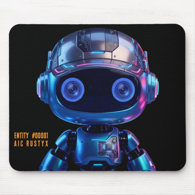 Cyberpunk-AI-Roboter-Mauspad #00001 | AIC Rustyx Mousepad (Vorne)