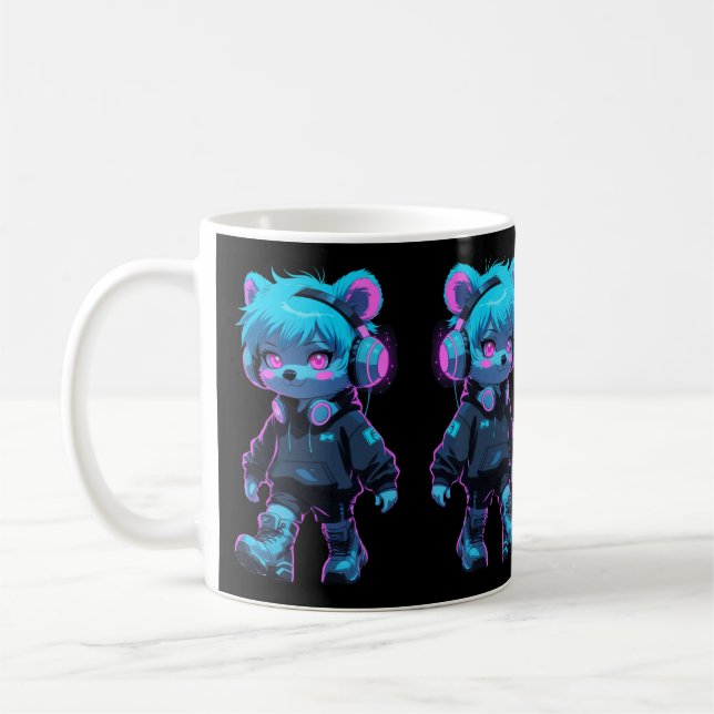 Cyberpunk Anime Bear Kaffeetasse (Links)