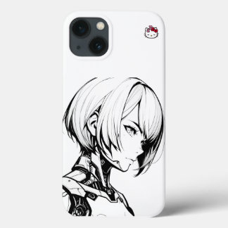 Cyberpunk Anime Girl iPhone Case - Minimalistisch 