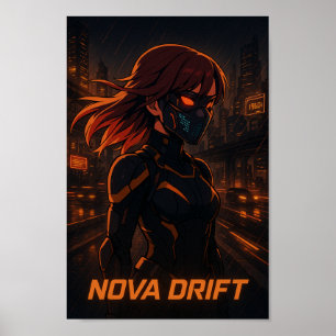 Cyberpunk Anime Girl - Neon City Poster
