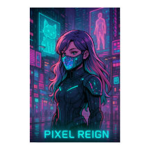 Cyberpunk Anime Girl - Pixel City