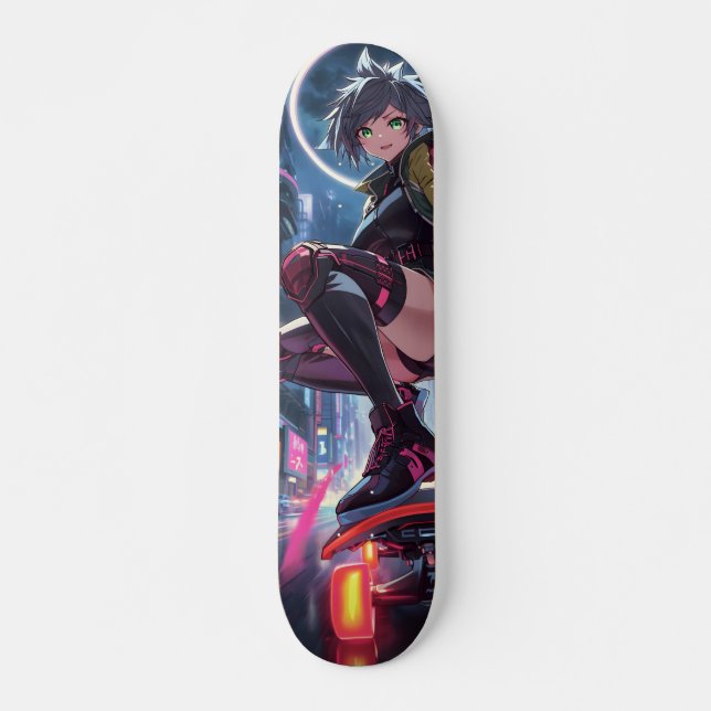 Cyberpunk Anime Girl Skateboard Deck Japan (Vorne)