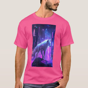 Cyberpunk Anime Wolf Digital Art Futuristische Mag T-Shirt