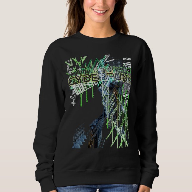Cyberpunk Ästhetik Retro 80er Glitch Trippy Graphi Sweatshirt (Vorderseite)