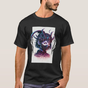 Cyberpunk-Ästhetik-Samurai-Dämonen-Maske Japanisch T-Shirt