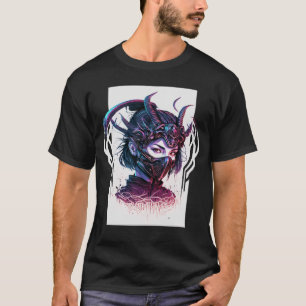 Cyberpunk Ästhetische Samurai Demons Maske Japanis T-Shirt