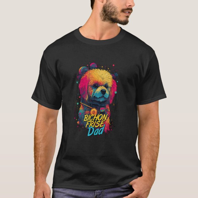 Cyberpunk Bichon Frise-Loving Dads Futuristic Bich T-Shirt (Vorderseite)