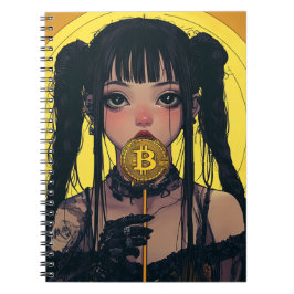 Cyberpunk Bitcoin Waifu Anime Spiral Notebook Notizblock