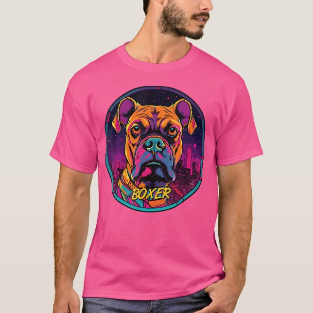 Cyberpunk Boxer Futuristic Boxer Dog T-Shirt (Vorderseite)