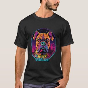 Cyberpunk Boxer Walking Club Futuristischer Hund T-Shirt