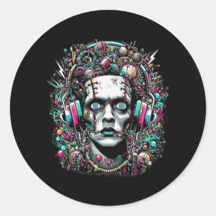 Cyberpunk-Braut von Frankenstein  Runder Aufkleber