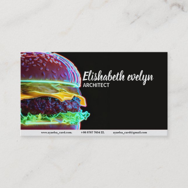 Cyberpunk Burger Glow f542 Visitenkarte (Vorderseite)