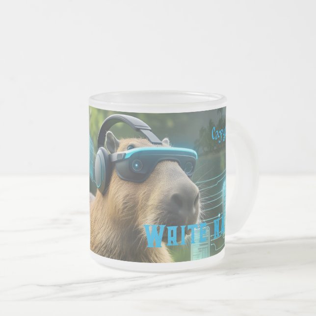 Cyberpunk Capybara VR-Brille Sci-Fi-Kaffeetasse Mattglastasse (VorderseiteRechts)