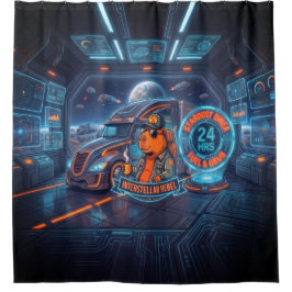 Cyberpunk Capybara Weltraum-LKW-Fahrer Neon-Kunst- Duschvorhang