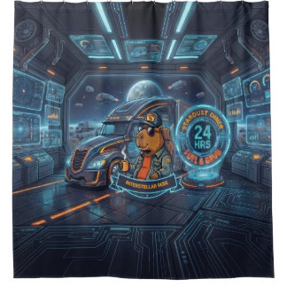Cyberpunk Capybara Weltraumlastwagen Benutzernamen Duschvorhang