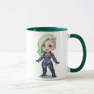 Cyberpunk Chibi Girl Green Hair Tasse