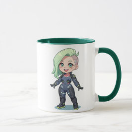 Cyberpunk Chibi Girl Green Hair Tasse
