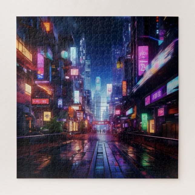 Cyberpunk City Night Puzzle (Vertikal)