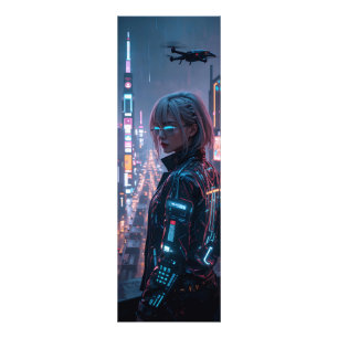 Cyberpunk Cityscape Poster Futuristische Weibliche