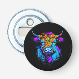 Cyberpunk Colorful Ai Highland Cow Flaschenöffner