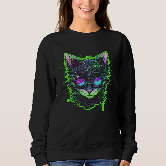 Cyberpunk Coole Katze Sweatshirt (Vorderseite)