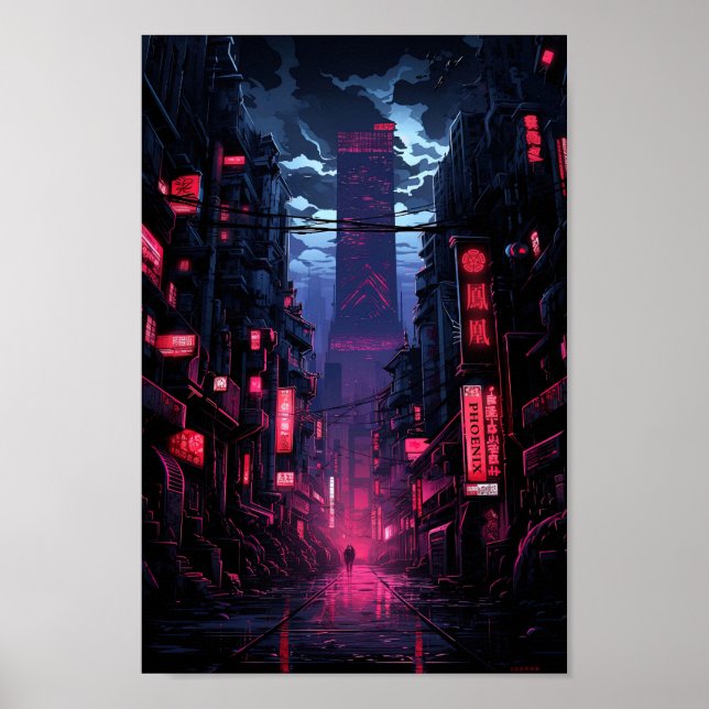 Cyberpunk Corpo Tower Tokio Poster (Vorne)