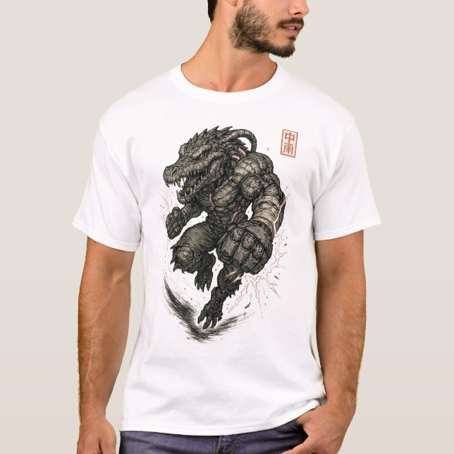 Cyberpunk Crocodile Hunter T-Shirt (Vorderseite)