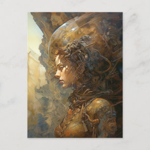 Cyberpunk Cyborg Woman Science Fiction Postkarte