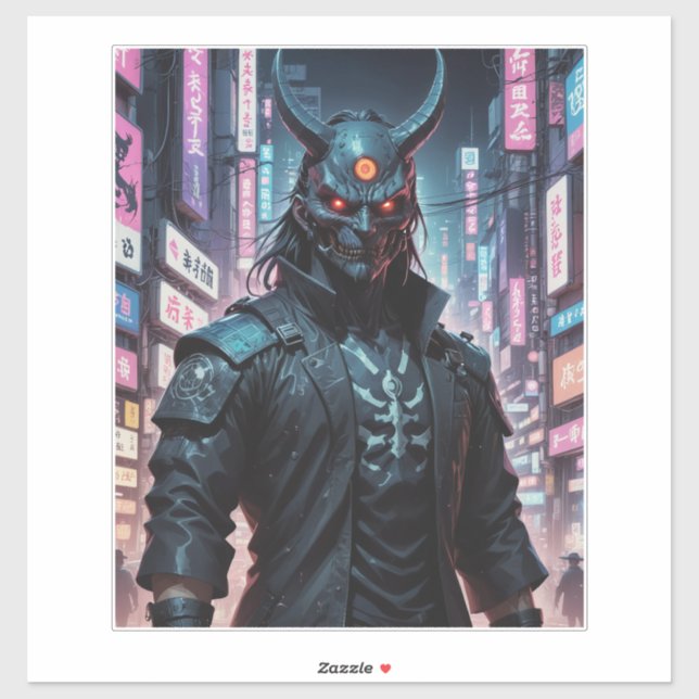 Cyberpunk Demon Samurai Aufkleber (Blatt)
