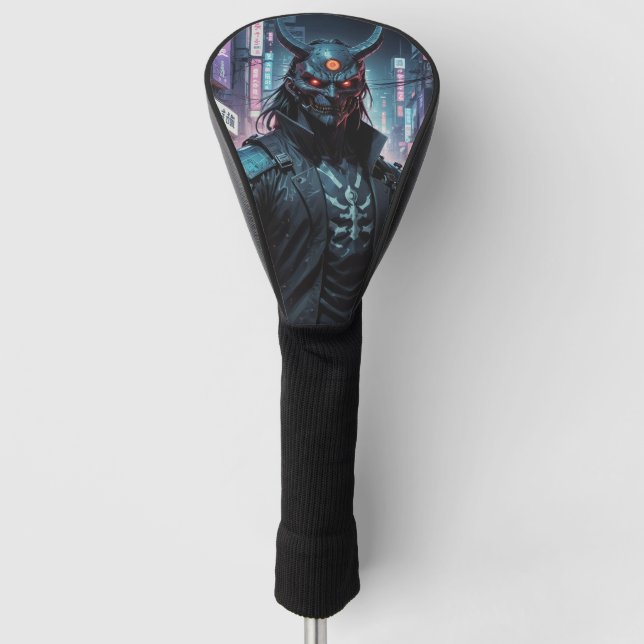 Cyberpunk Demon Samurai Golf Headcover (Vorderseite)