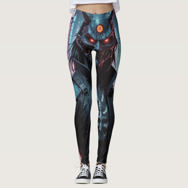 Cyberpunk Demon Samurai Leggings (Vorderseite)