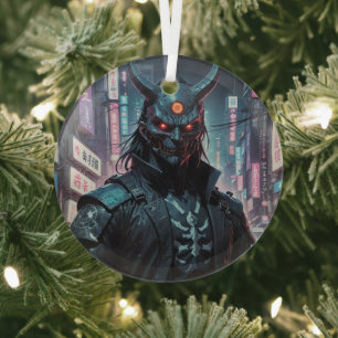 Cyberpunk Demon Samurai Ornament Aus Glas