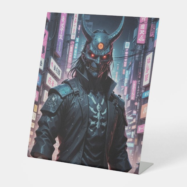 Cyberpunk Demon Samurai Sockelschild (Vorderseite)