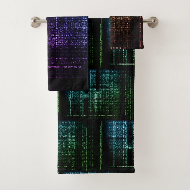 Cyberpunk-Digital-Matrix-Code-Badetuch-Set Badhandtuch Set (Insitu)