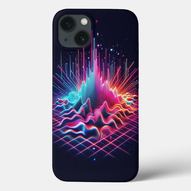 Cyberpunk-Digital-Soundwellen-Handyhülle Neon Elek Case-Mate iPhone Hülle (Rückseite)