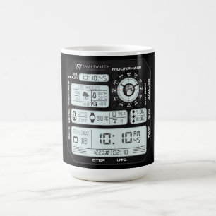 Cyberpunk-Digitaluhr-Design-Tech-Tasse - Dunkler M Kaffeetasse
