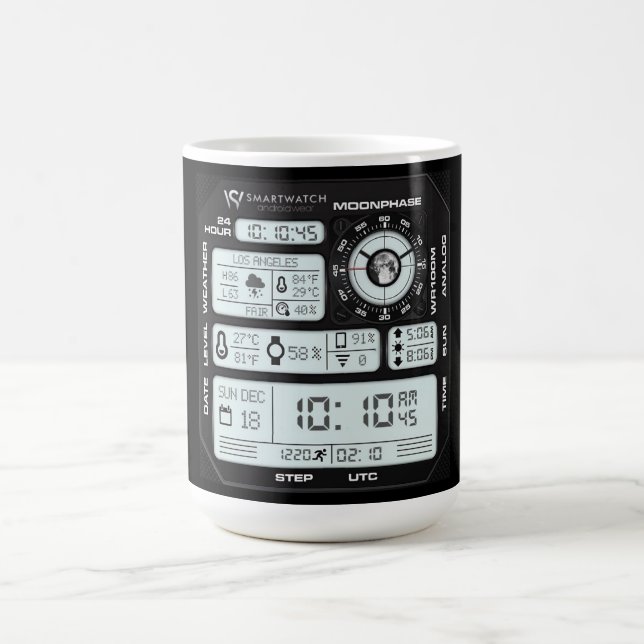 Cyberpunk-Digitaluhr-Design-Tech-Tasse - Dunkler M Kaffeetasse (Mittel)