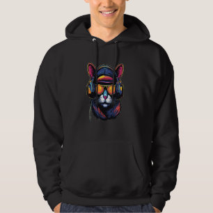Cyberpunk Dj Cat Music Lover Techno Hoodie