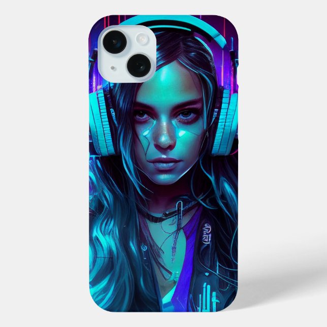 Cyberpunk DJ Girl Case-Mate iPhone Hülle (Rückseite)